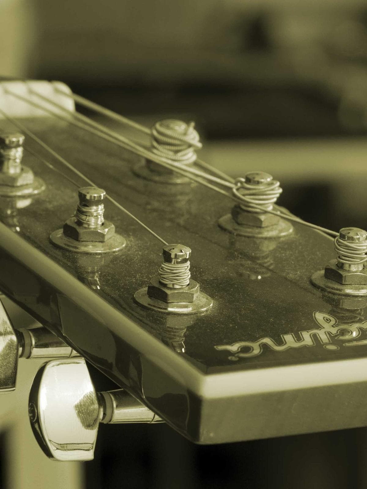 Guitar headstock in close-up